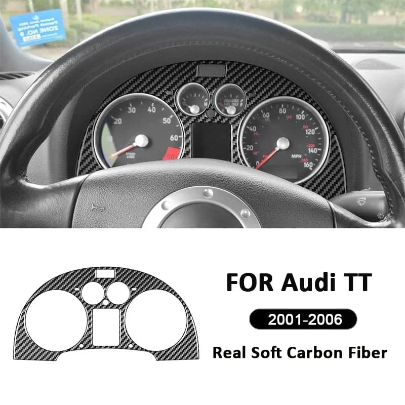Carbon Fiber Car Instrument Panel Screen Trim Frame Decoration Sticker For Audi TT 2001-2006 Interior Accessories