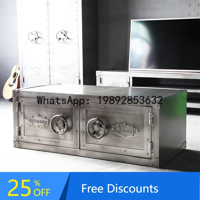 CZ Loft Industrial Style Coffee Table Rectangular Small Apartment Personality Creative Iron Art Vintage Cabinet