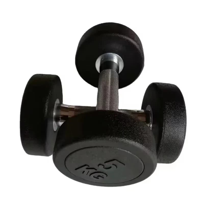 Round Head Fixed Dumbbells Men's Fitness Equipment Rubber Dumbbells Gym Household Commercial Pure Steel Dumbbells