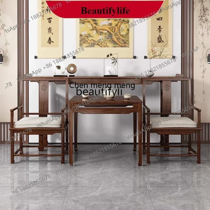 G153 New Chinese-style Zhongtang solid wood porch cabinet Baxian table strip case table ebony wood strip table