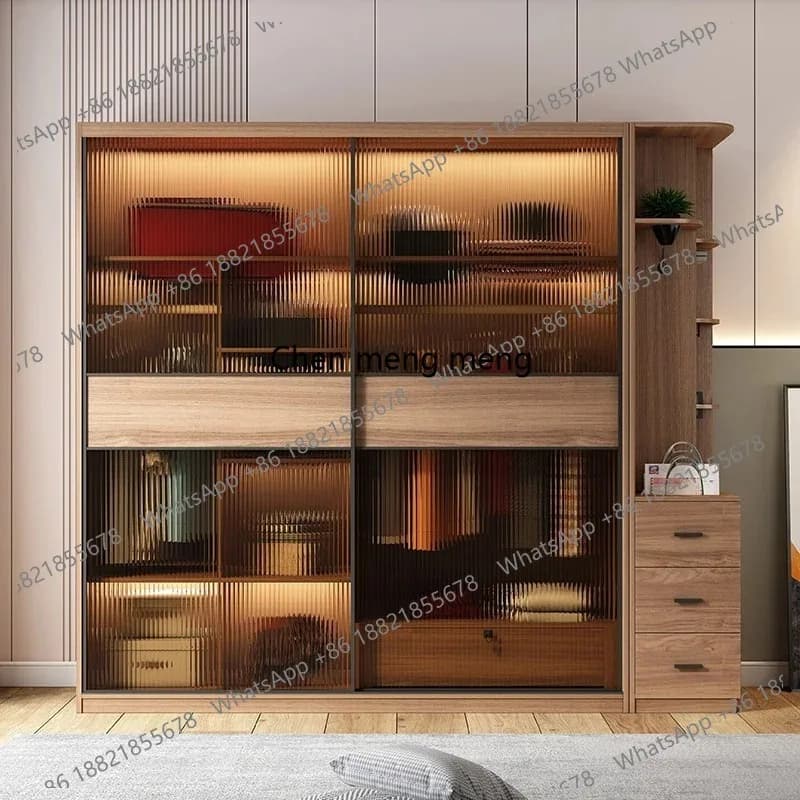 Luxury Glass Doors Wardrobes Drawers Aesthetic Wooden Bedroom Wardrobe Clothes Living Room Kleiderschrank Bedroom Furniture