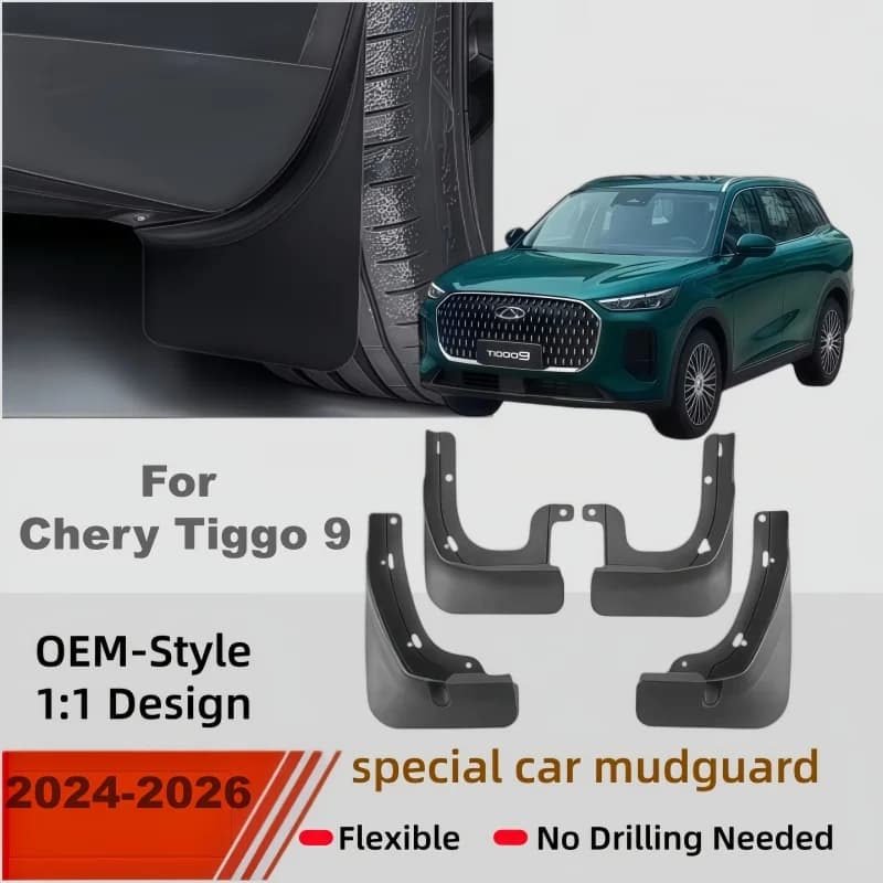 Mud Flaps For Chery Tiggo 9 Ebro S900 Jaecoo J8 2024‑2026 Car Splash Guards Mudguards No Drilling 4Pcs Wheel Fender Accessories