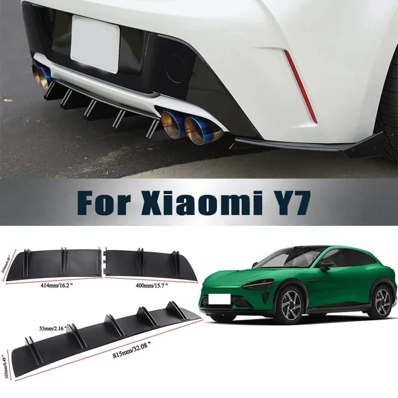 Rear Bumper Shark Fin Diffuser ABS Curved Aero Splitter Anti-Collision Chassis Protector For Xiaomi Y7 Car Styling