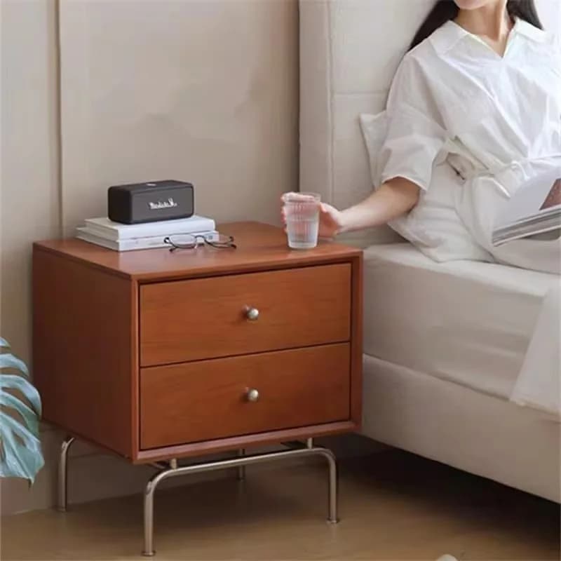 Functional Black Bedside Table Oak Vintage Nordic Minimalist Small Bedside Table Space Saving Slim Mesa De Cabeceira Furniture