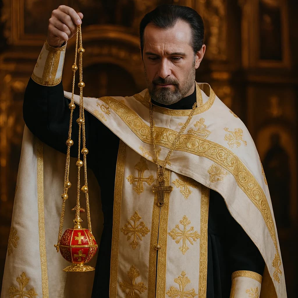 HTISOK Orthodox Church Censer Hanging Thurible Cross Decoration with Metal Chain and Bells Religious Supplies Orthodox Censer