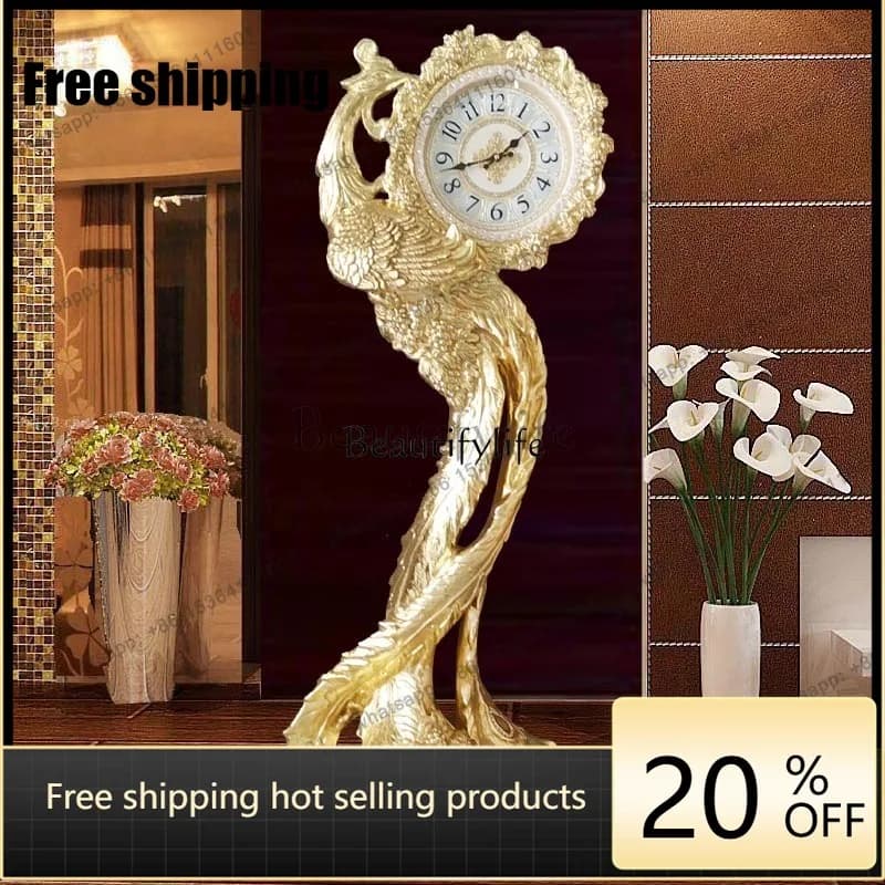 Factory Direct European Clock Creative Floor-to-ceiling Living Room Antique Simple Seat Clock Solid Wood