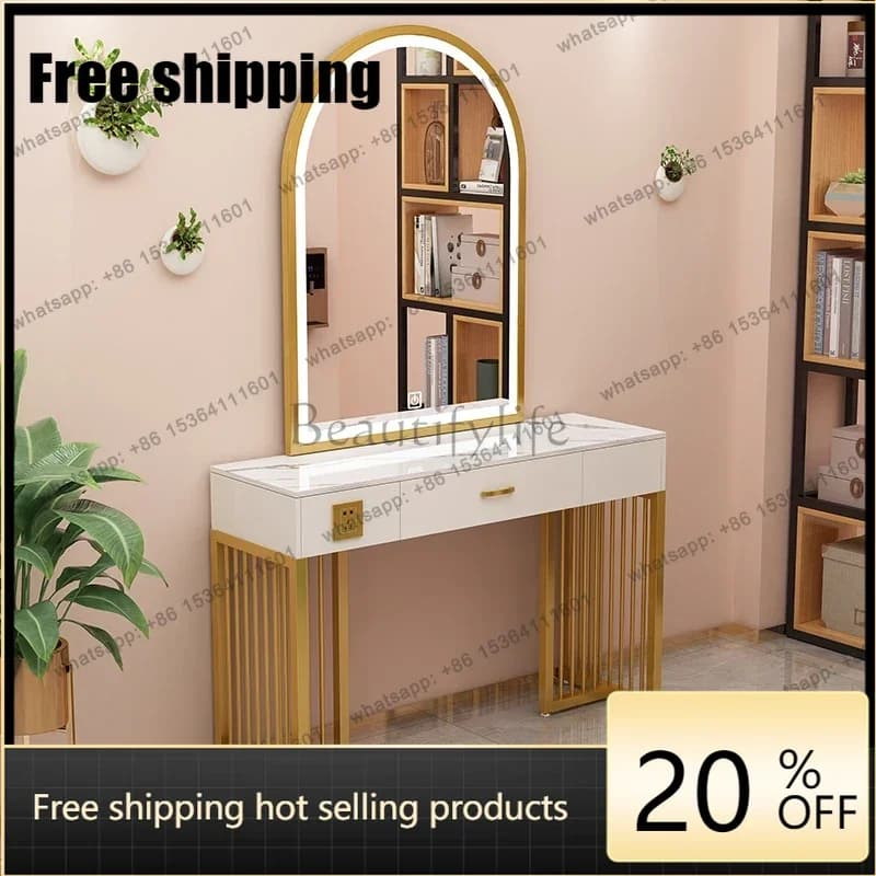 X4 Professional Store Makeup Vanities Modern Studio with Light Dressing Table Wedding Shop Beauty Salon Special Dressing Table E
