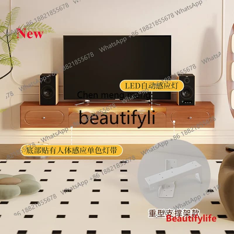 2003 Solid wood TV cabinet suspended plus coffee table French suspended TV cabinet living room storage
