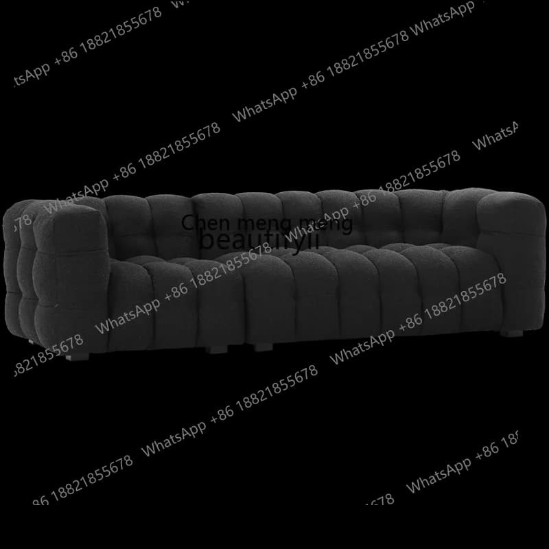 Modern Creative Designer Model Nordic Retro Style Simple Lambswool Black Living Room Three-Seat Sofa