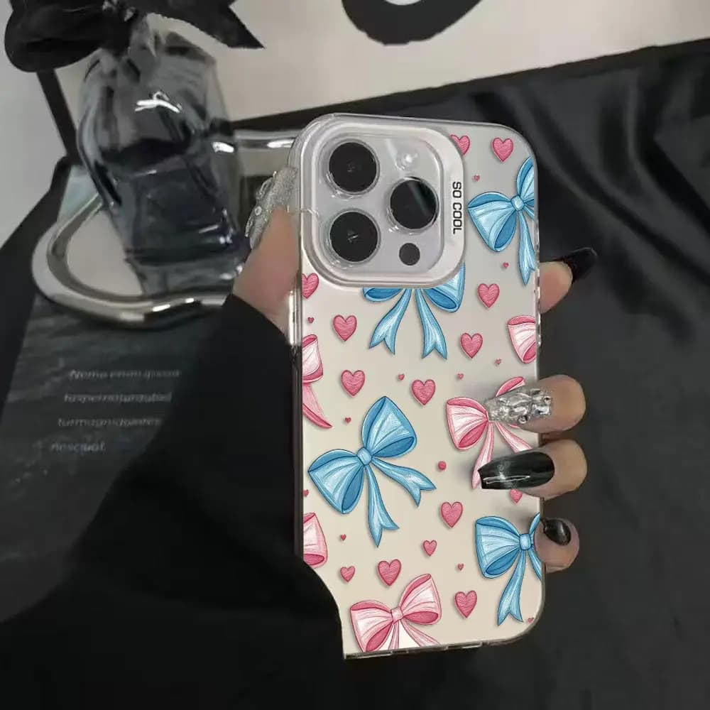 Cute Pink Purple Red Bow Phone Case For Redmi K30 K60 15A 15 15C 14C 13C 13 12 12C 10 10C 9 8 7 A1 A2 A3 A5 A7 Shockproof Case