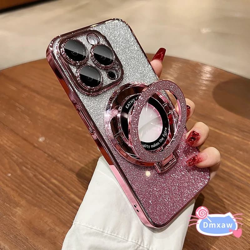 Holder Case For Vivo V30 V29 V27 V25 Pro V27E V25E V23E V21 V21E V20 Pro SE X80 V30 Lite Bling Soft Cover +Glitter Paper