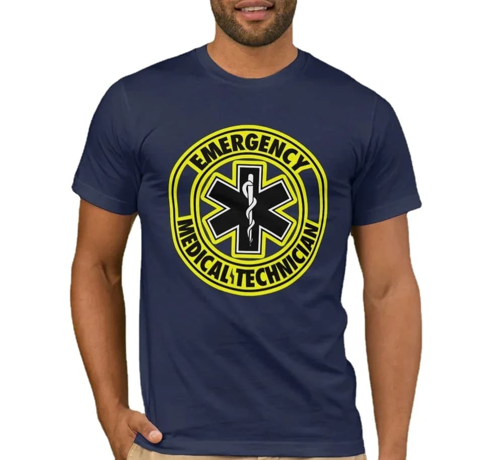 Star of Life Emblem EMT Seal Medical Paramedic T-Shirt 100% Cotton O-Neck Short Sleeve Summer Casual Mens T-shirt Streetwear