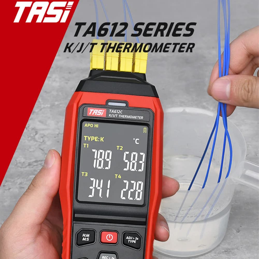 TA612A K/J Thermocouple Digital Thermometer -200~1372℃ Handheld Temperature Tester 9999 Data Logger High Accuracy