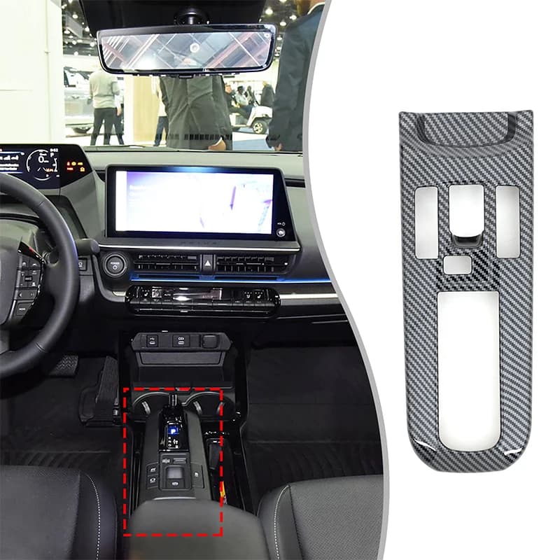 For Toyota Prius XW60 2023-2025 Car Center Console Gear Decorative Frame ABS Carbon Fiber/Black Car Modification Accessories