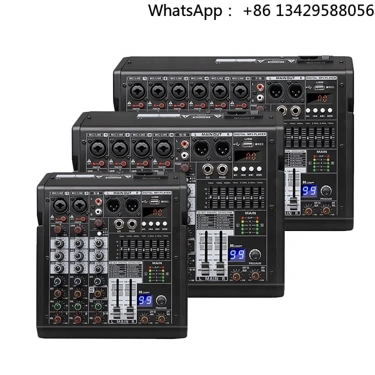 TDS Series Professional Console Mixer 4/6/8 Channels Audio Mixer for Stage Performance