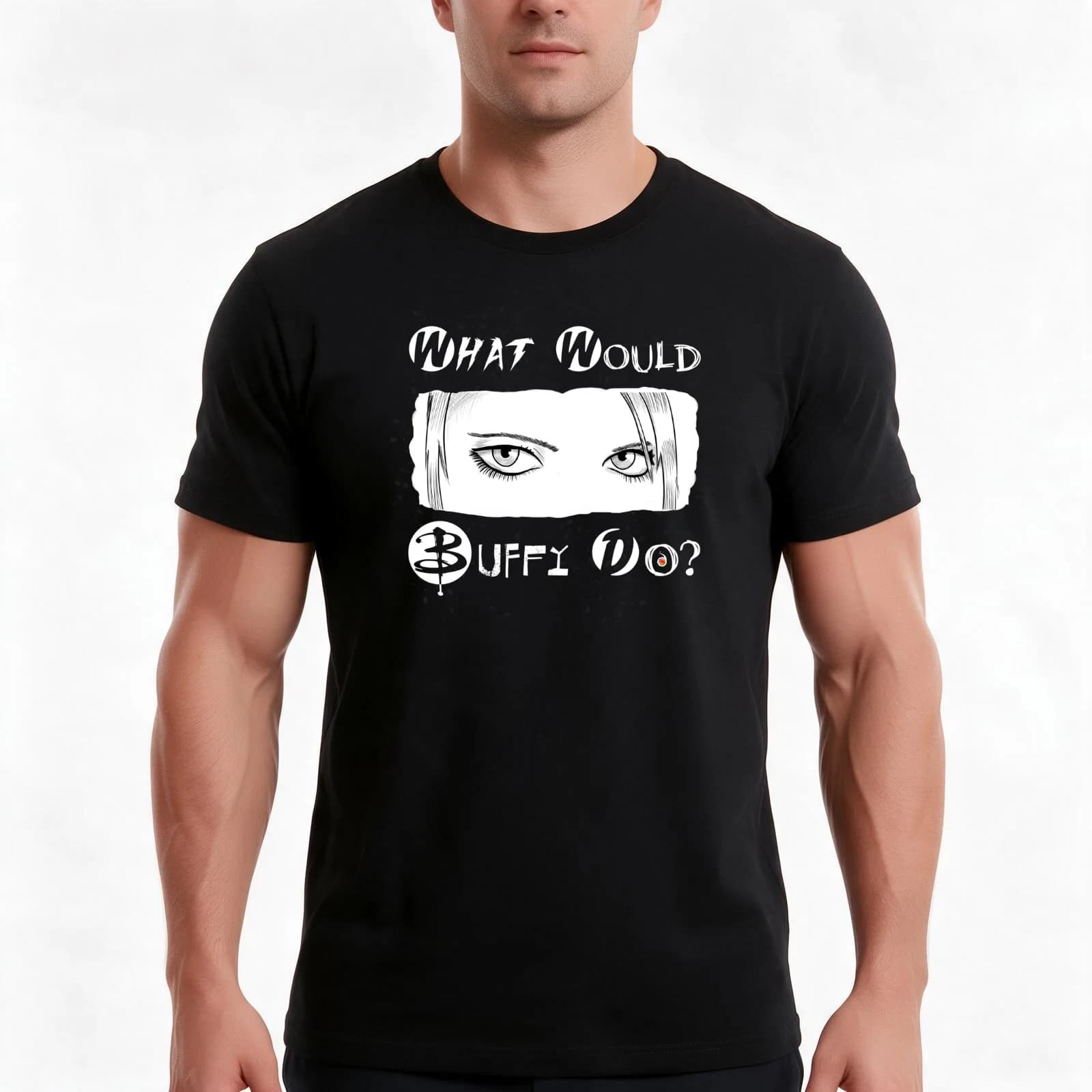 What would Buffy do? T-Shirt, Summer Casual Cotton Tee, Oversized Streetwear Tops, Vintage Graphic Print, Loose Fit Short Sleeve