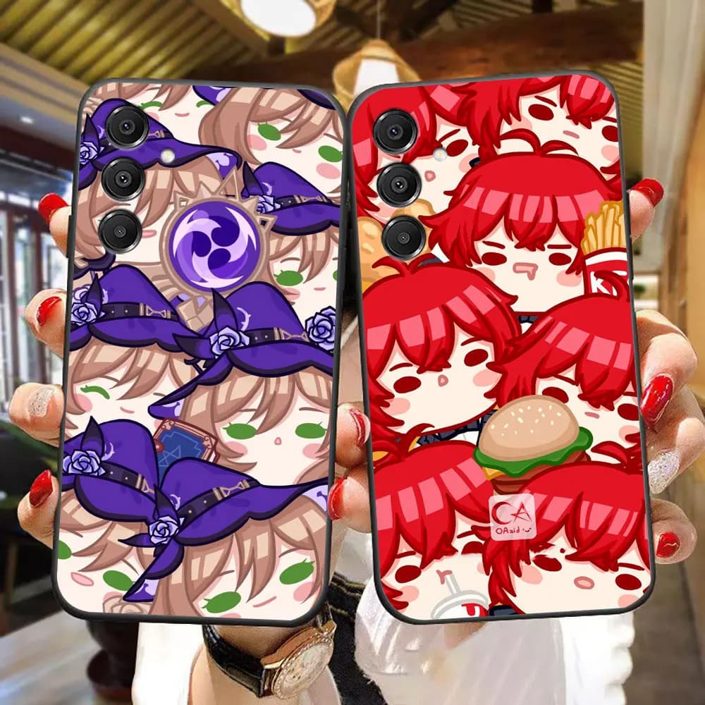 Anime Genshin Impact Card Cover Phone Case For Samsung A07 A06 A05S A04 A03S A10 A12 A13 A24 A30 A50 NOTE 10 20 M16 M33 M53 Capa