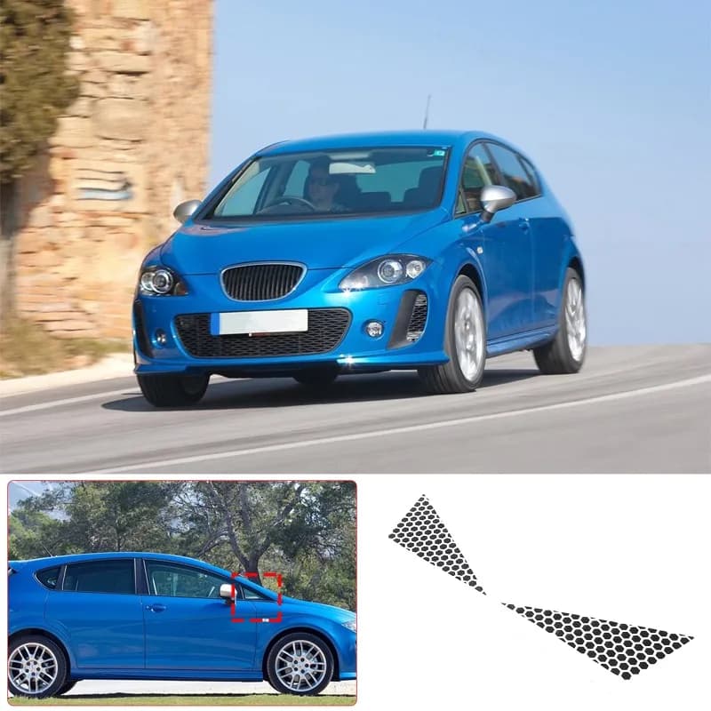 PVC Front Side Window Decals for Seat Leon 2008-2012 Front Triangle Window Decals Honeycomb Trim Decals Automotive Accessories