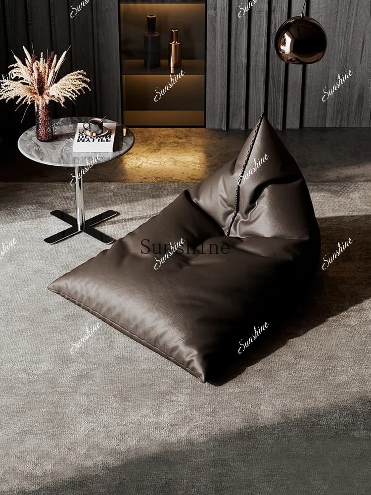 Italian minimalist leather lazy sofa can lie down and sleep balcony bean bag personalized single person  FT