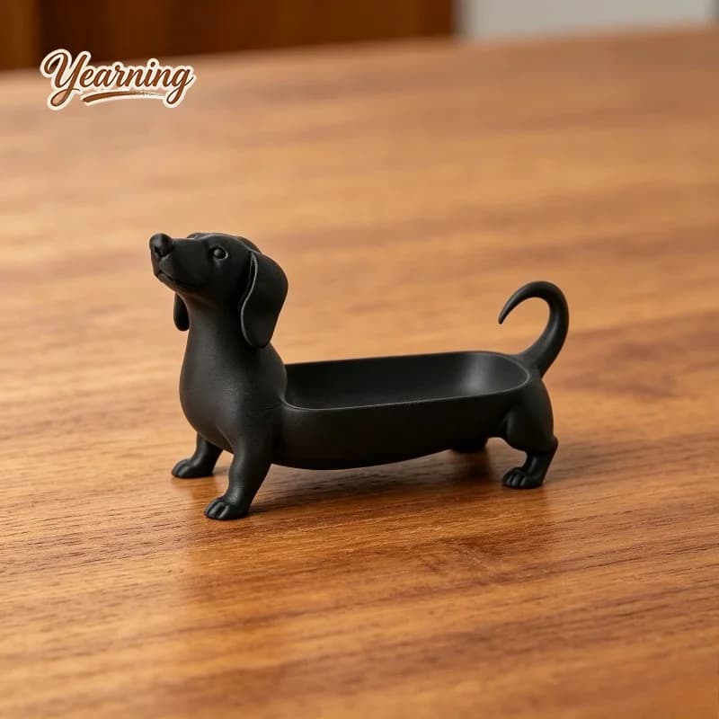 Cute Dachshund Dog Shape Desktop Storage Box Assembly Free Breathable Solid Color Unique Niche Home Office Organizer