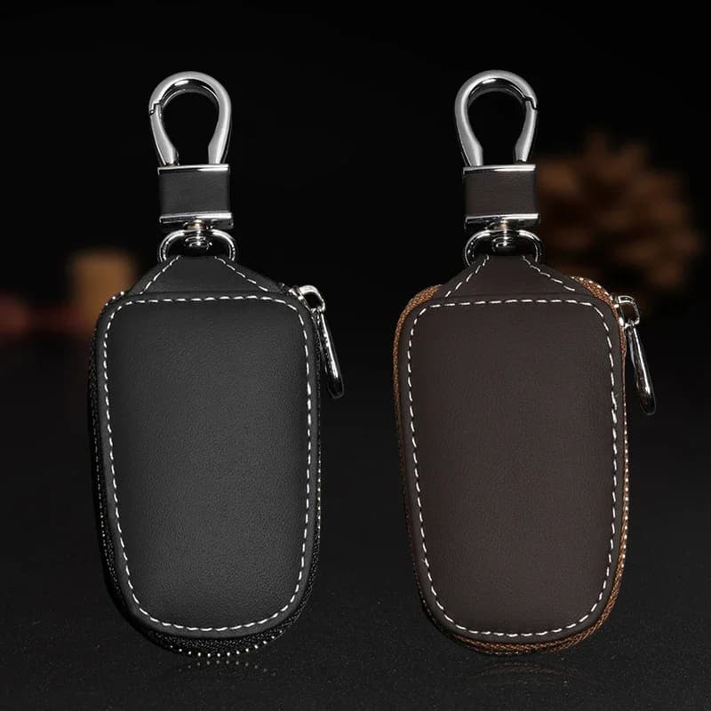 1 Pc Leather Multifunction Car Key Case Protective Cover Universal Remote Control Keychain Organizer with Zipper Accessories