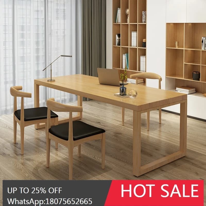 Nordic Solid Wood Desk Office Desk Writing Table Double Nordic Style