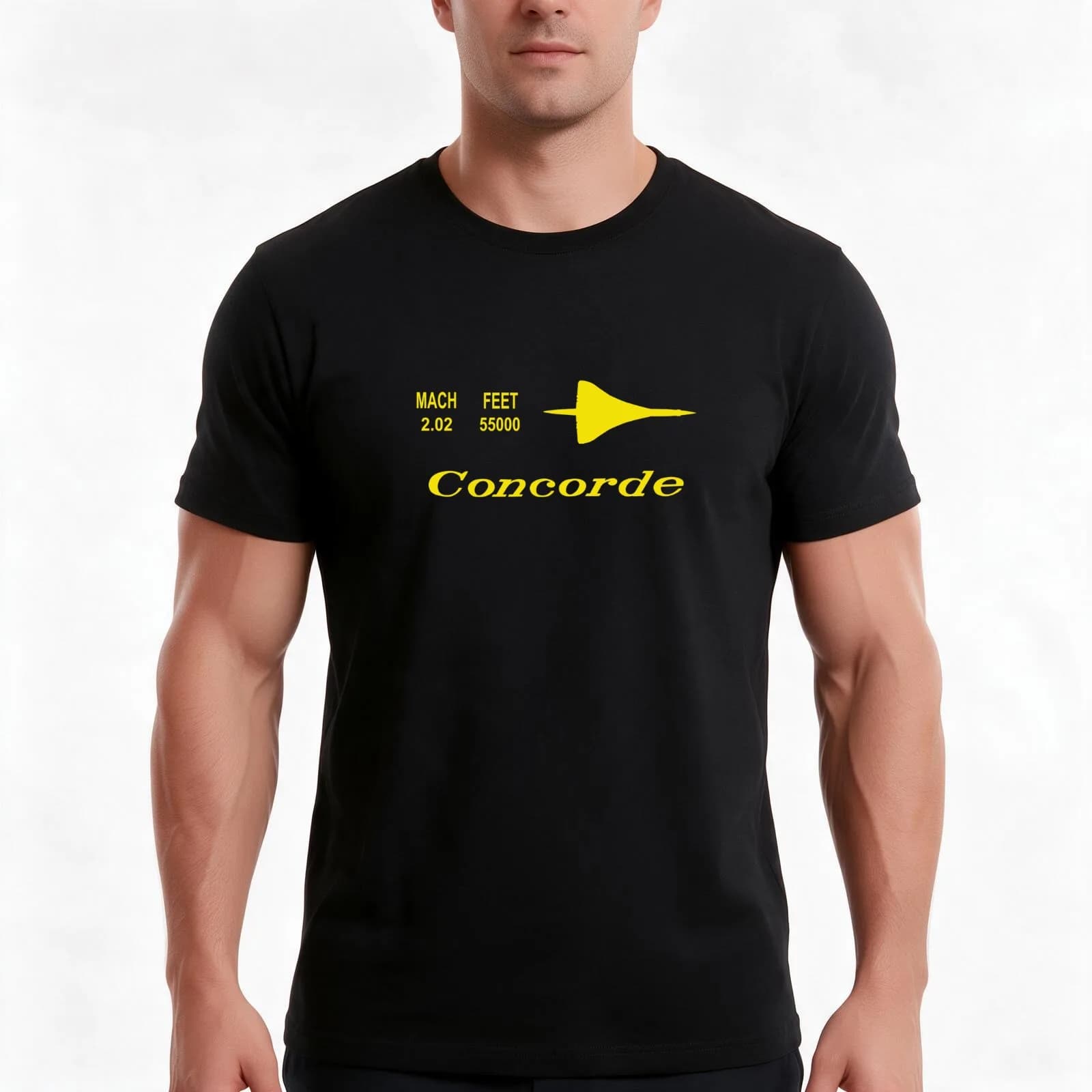 Concorde - 55000 FEET MACH 2 T-Shirt, Summer Casual Cotton Tee, Oversized Streetwear Tops, Vintage Graphic Print, 100% Cotton