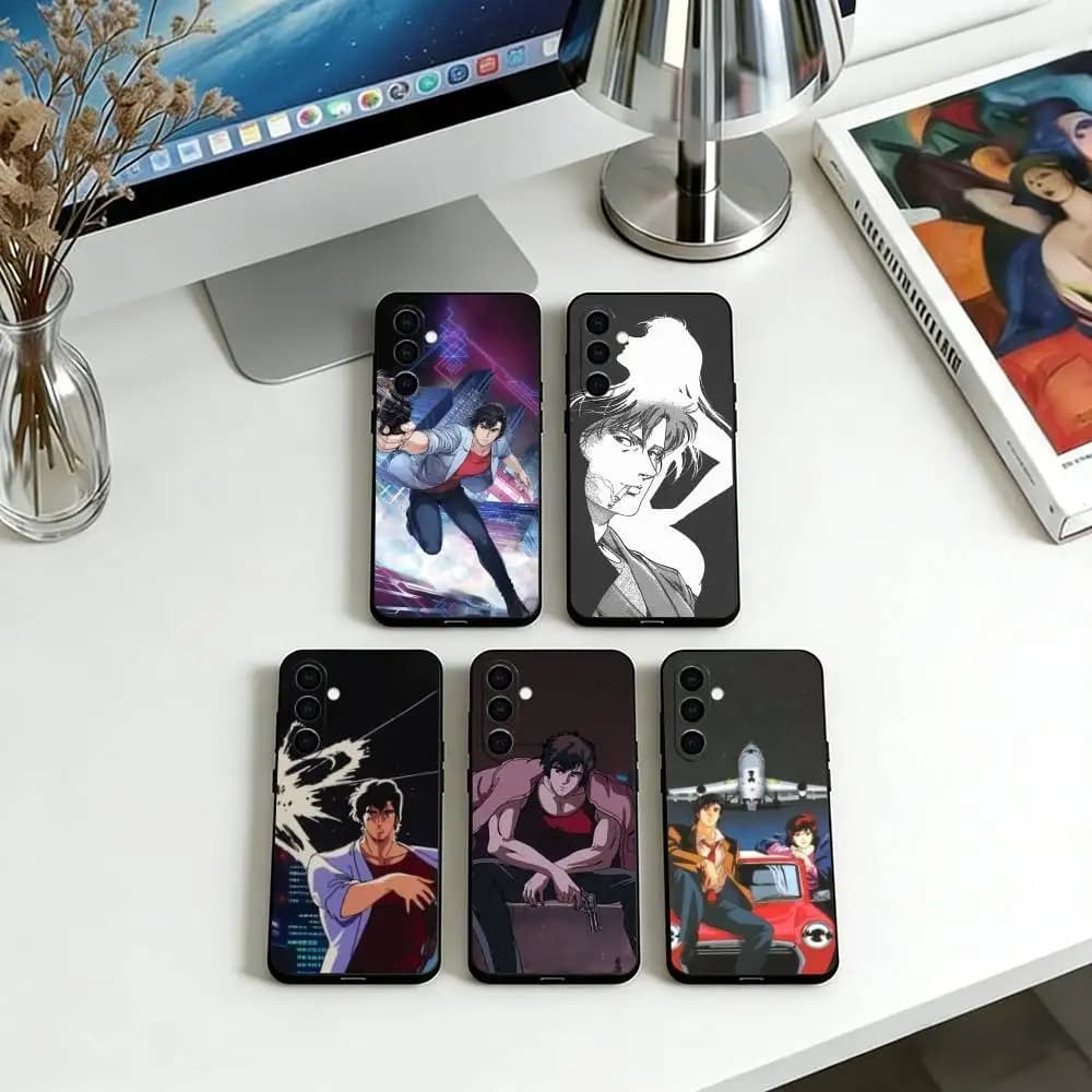 City Hunter Phone Case For Samsung Galaxy A73,A72,A71,A70,A53,A52,A51,Soft Black Cover