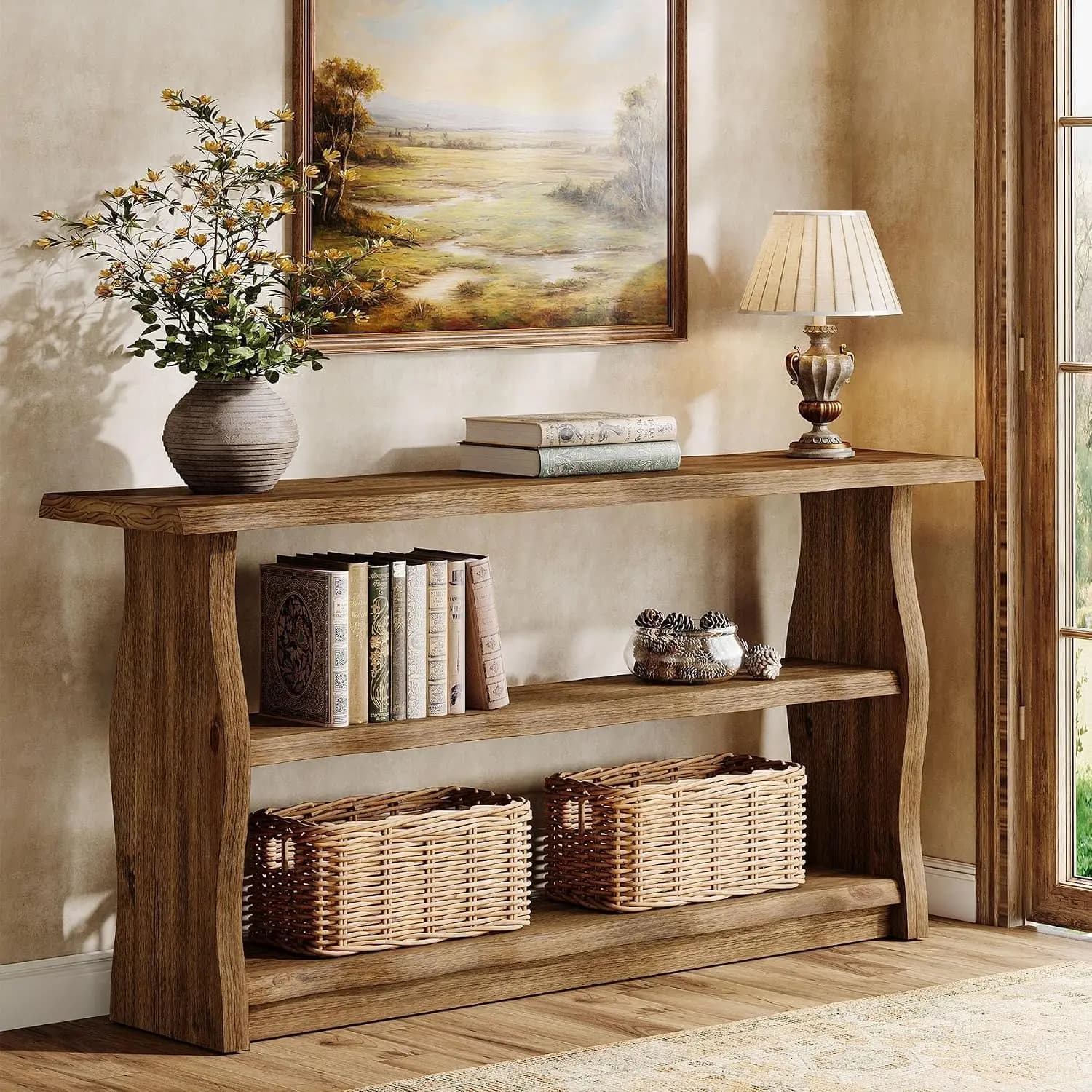 63" Solid Wood Console Table, Farmhouse Entryway Table, Customized