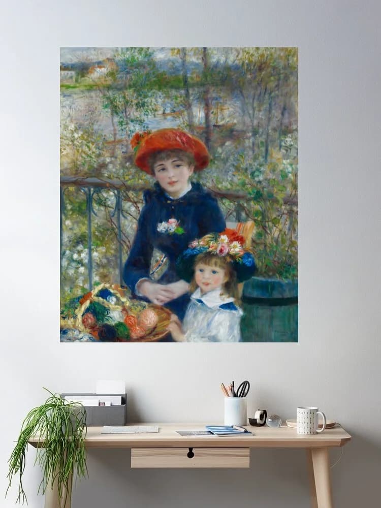 Auguste Renoir - Two Sisters (On the Terrace) Canvas POSTER ,Home Decor Wall art painting