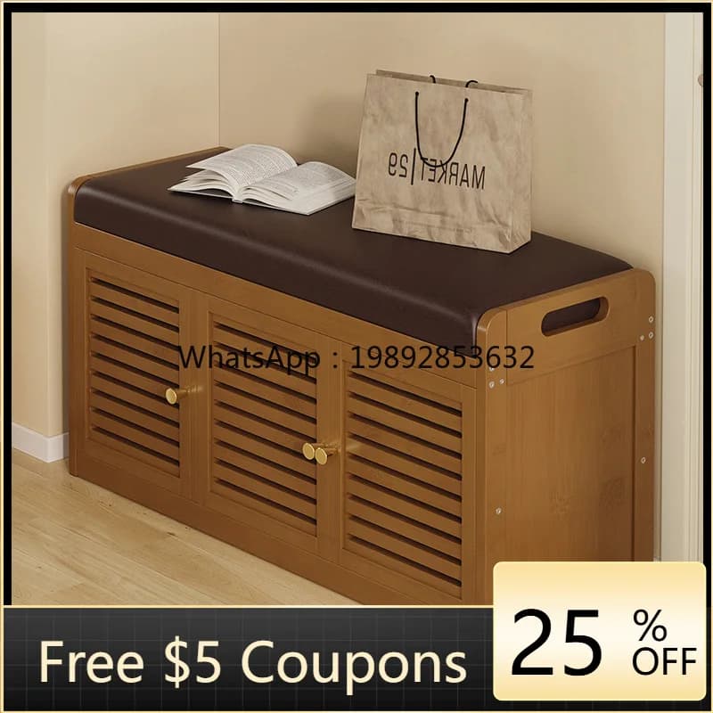 LYY Shoe Changing Stool with Soft Cover and Door, Simple Shoe Rack for Home Entrancewith Seat, Integrated Dustproof Shoe Storage