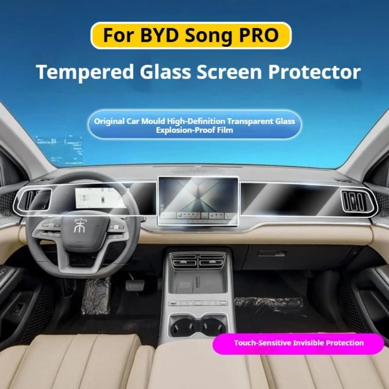 For BYD Song Pro DM-i Sealion 5 DM-i 26 Automotive Tempered Film Explosion Proof Film for Instrument Panel and Passenger Screen