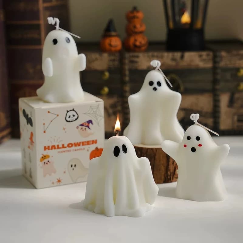 Cute Halloween Ghost Candle – Handmade Scented Aroma Candle for Birthday & Tea Time, Ins Stylish Light Luxury Gift Decor