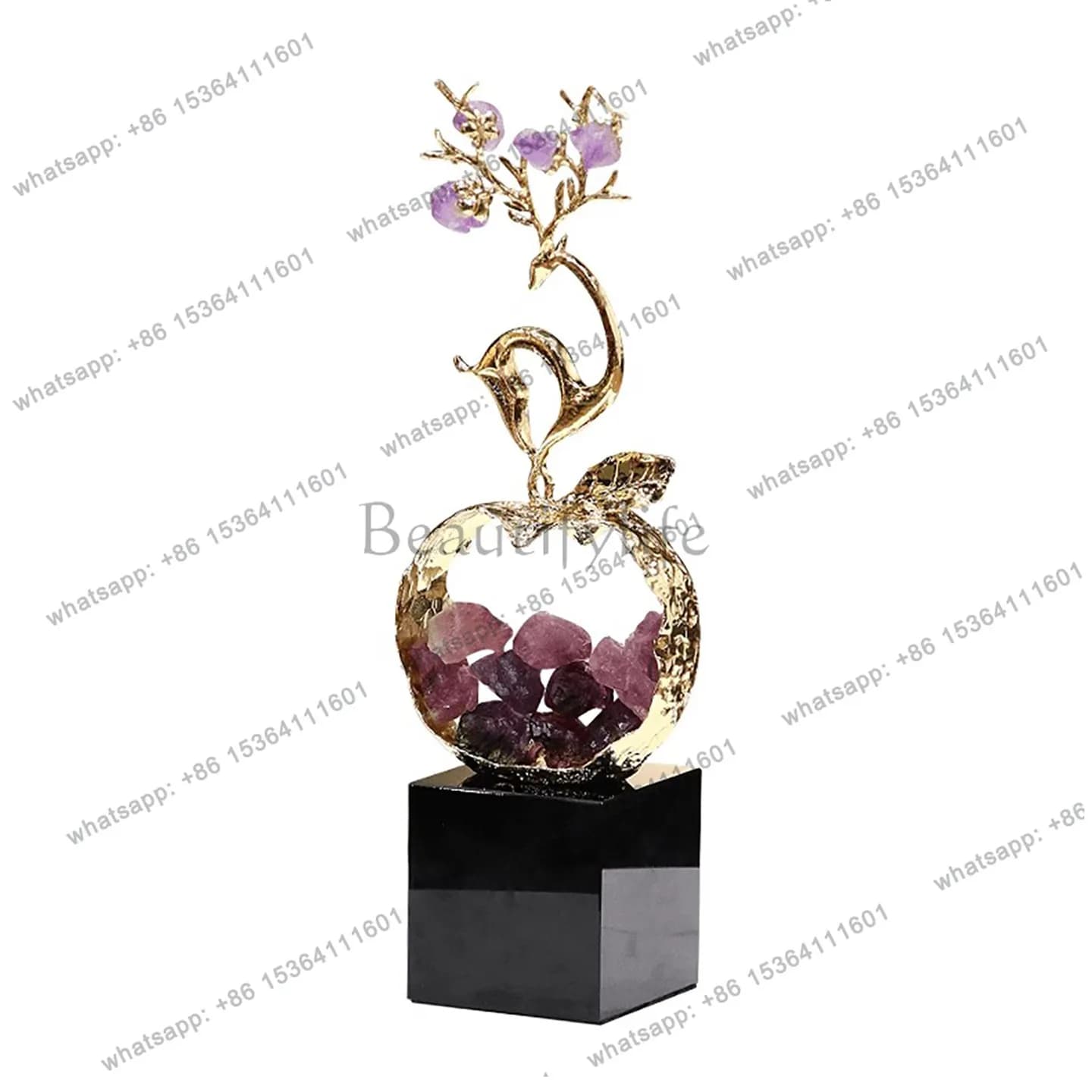 Light luxury lucky crystal deer entrance TV cabinet office high-end creative decoration
