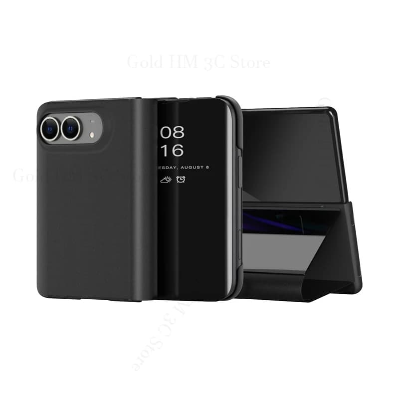 6D Plating Mirror Kickstand Phone Shockproof Case For Apple iPhone Duo Ultra Thin Book Stand Full Protection Cover For Apple Duo