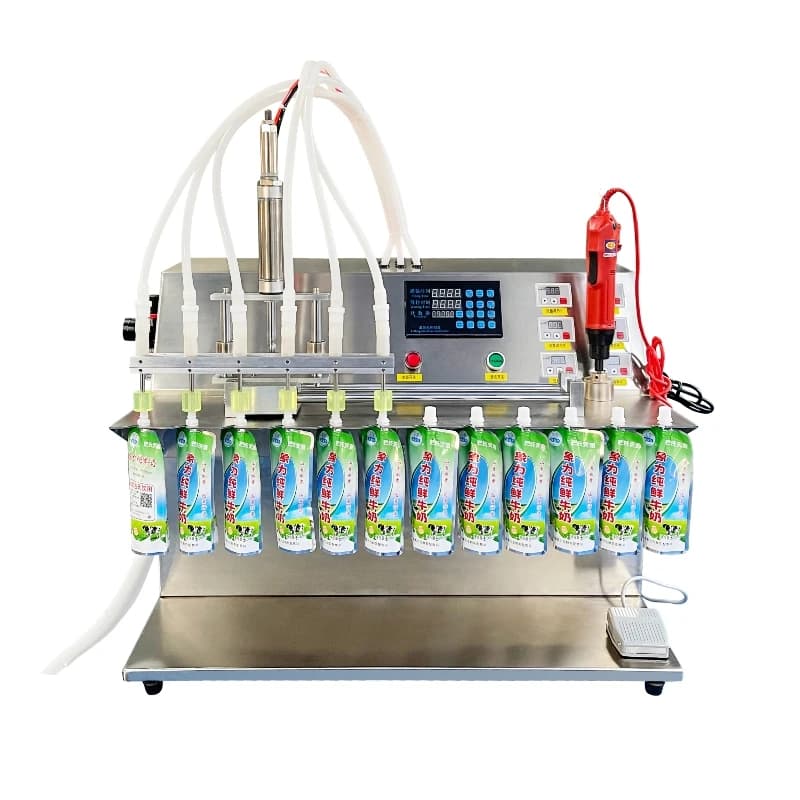 Factory Sale Semi Automatic 6 Head 3.5L Diaphragm Pump Liquid Filling Machine For Spout Pouches