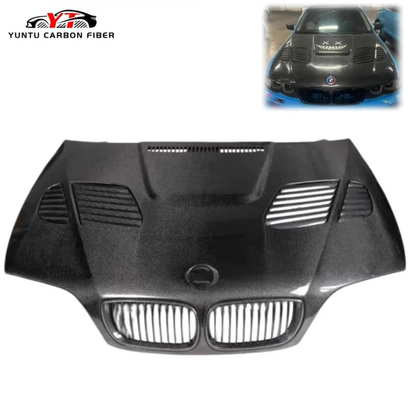 Carbon Fiber Front Hood With Mounting Bolts 3 Series E46 Coupe Sedan 1998-2005 Exterior Body Parts