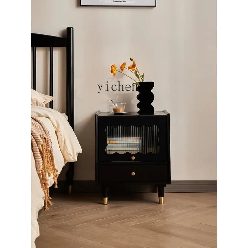 Solid Wood Bedroom Bedside Table Modern Simple Locker Household Log SmallX24