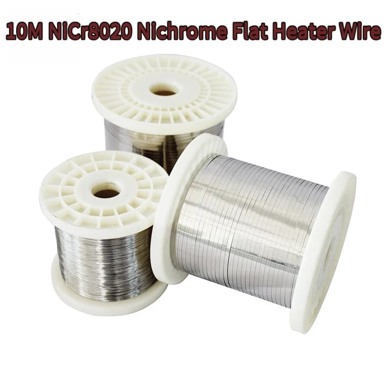 10M NiCr8020 Nichrome Flat Heater Wire, 0.1-0.3x3-12mm High Resistance Heating Strip Packaging Sealing, Heating Elem