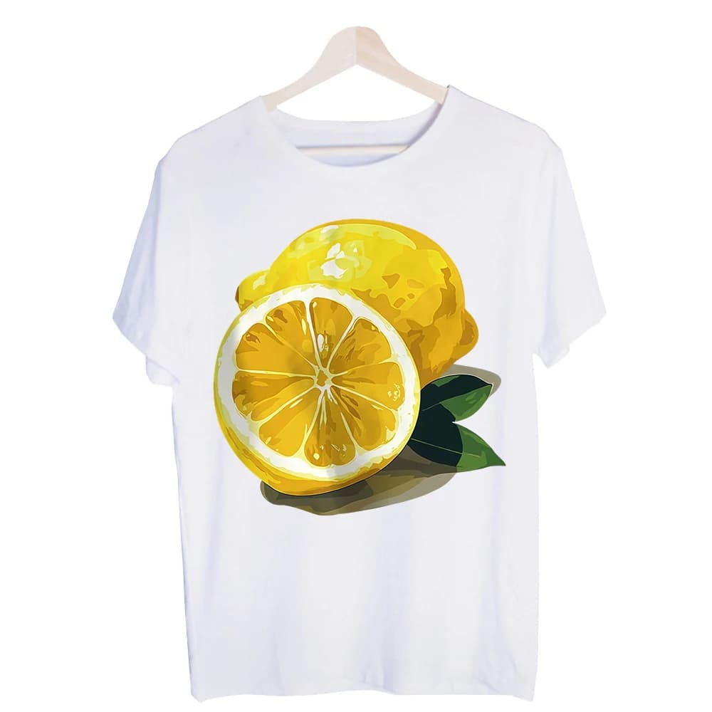 Men's Lemon Fruit Graphic Tee, Short Sleeve Crew Neck T-Shirt for Summer Casual Wear