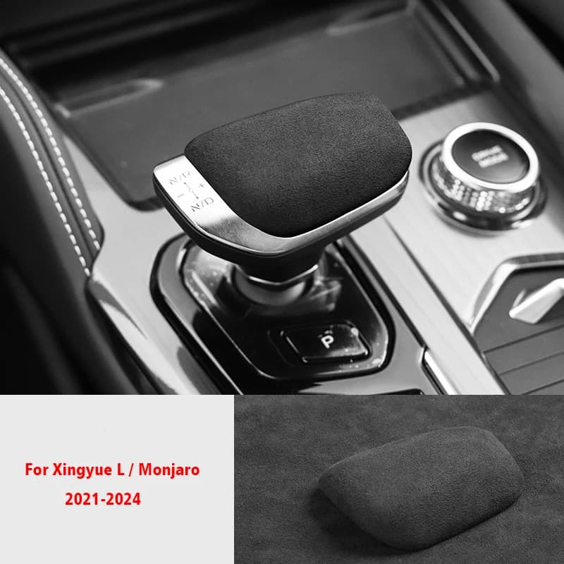 Suede Leather Car Interior Gear Knob Shift Cover Trim for Geely Xingyue L Monjaro 2021-2024