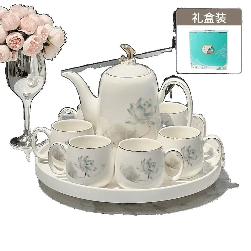 Light luxury 2025 new high-end ceramic water cup teapot teacup home living room hospitality wedding gift