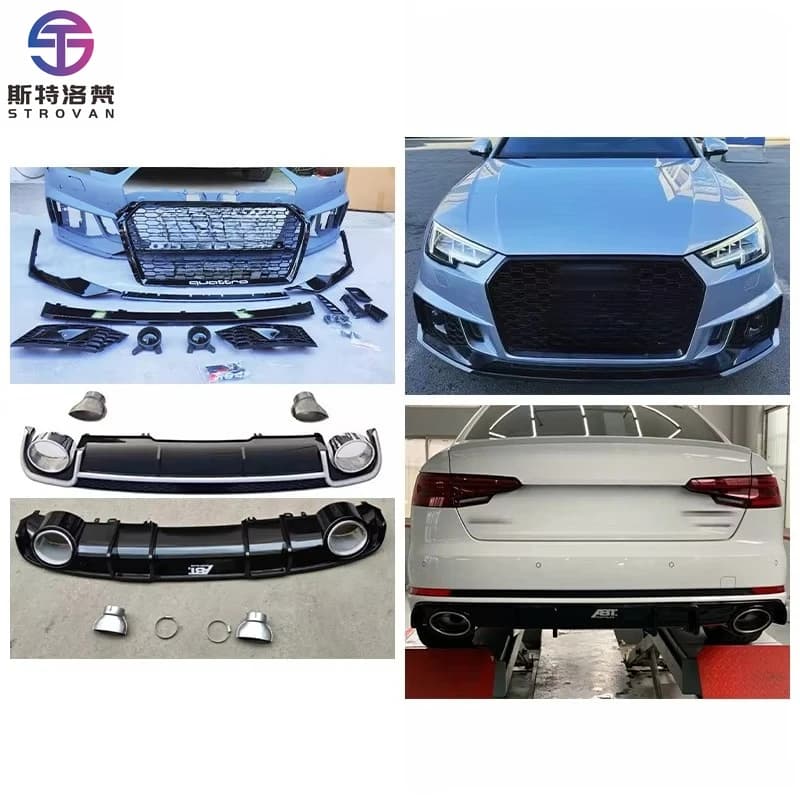 STLF CLRAK Car Modification A4 Upgrade RS4 Body Kit Front and Rear Bumpers for 2017 A4