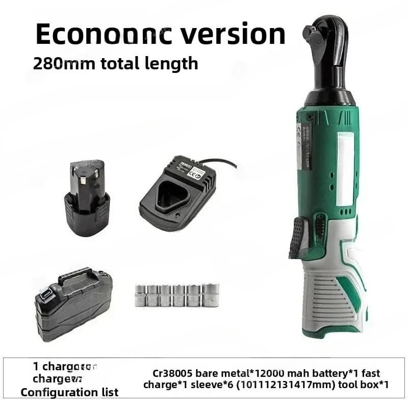 90-Degree Electric Ratchet Wrench Cordless Lithium-Ion Right Angle Drill Tool for Tight Spaces Auto Repair Use