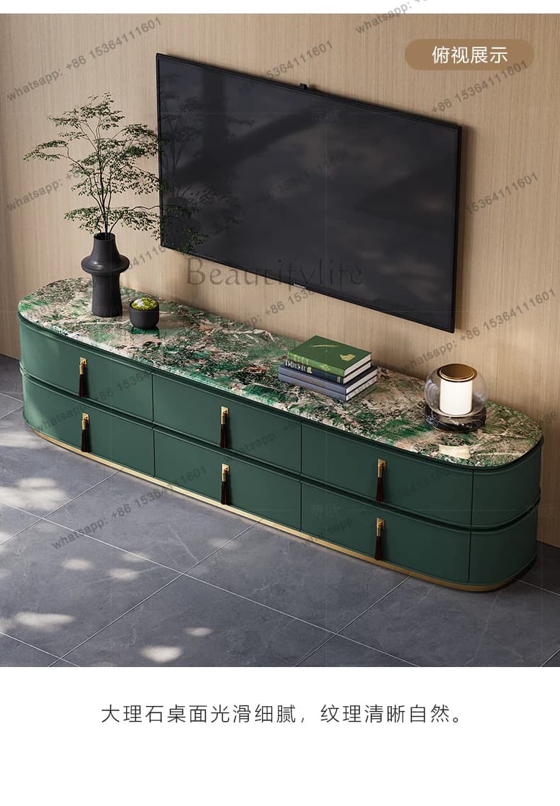Light Luxury TV Cabinet Large Flat-floor Villa Living Room Fashion Customization Post-modern Italian High-grade Marble