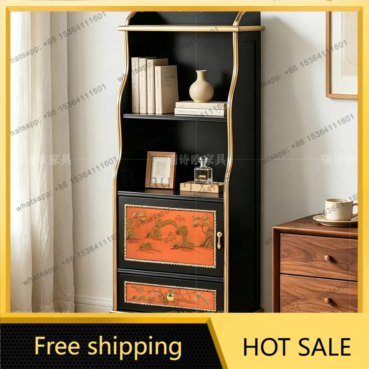 Factory Direct American  Multi-layer Storage Cabinet Living Room Study Multifunctional Vertical Floor Decorative Cabinet