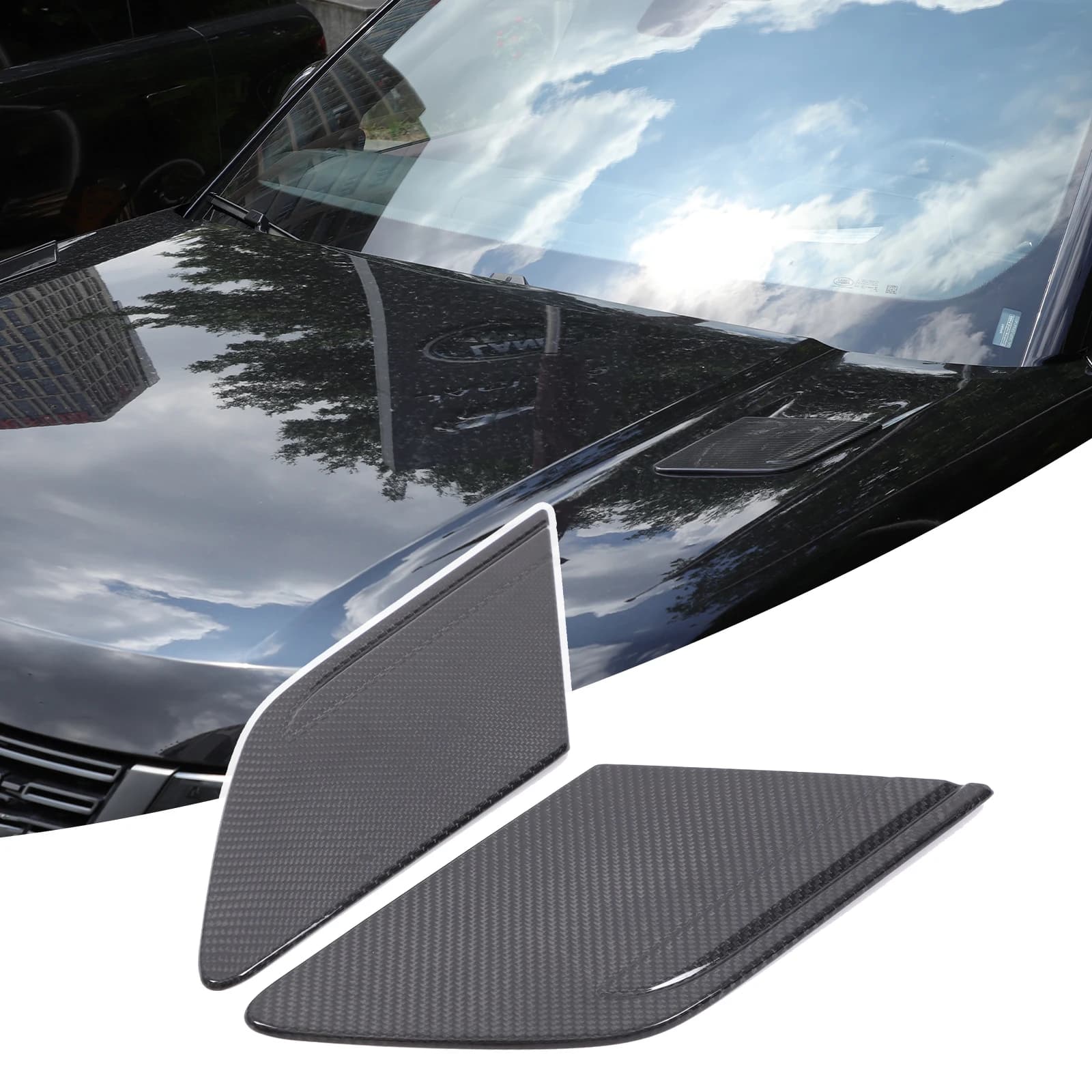 Real Carbon Fiber Car Hood Air Vent Outlet Wing Trim Cover For Land Rover Range Rover Sport 2023 2024 2025 Exterior Accessories