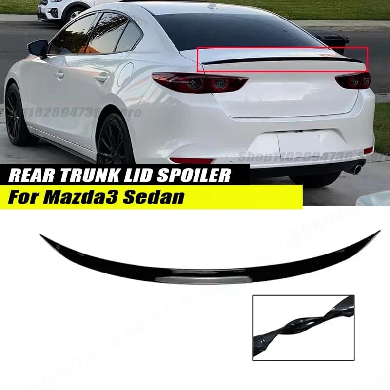 120CM Gloss Black Soft Rubber Rear Spoiler Lip Splitter 5D Carbon Look Car Accessories For Mazda 3 Sedan