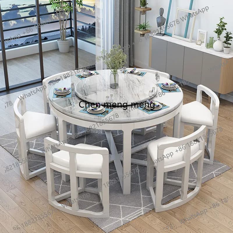 Useful Practical Turntable Round Dining Table Luxury Legs solid wood Modern Hallway Coffee Tables Office Living Room Furniture
