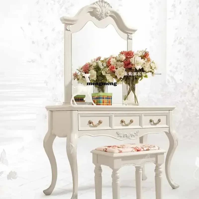 White Stool Dresser Eithe Drawers Girl Nordic Luxury Storage Dressing Table Makeup Hotel Women Tocador Mueble Bedroom Furniture
